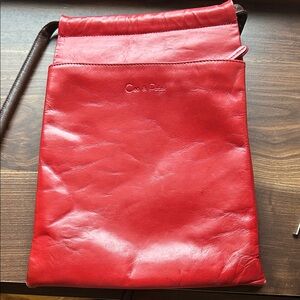 Cleo & Patek Paris Red Leather Saddle Bag Crossbody Handbag